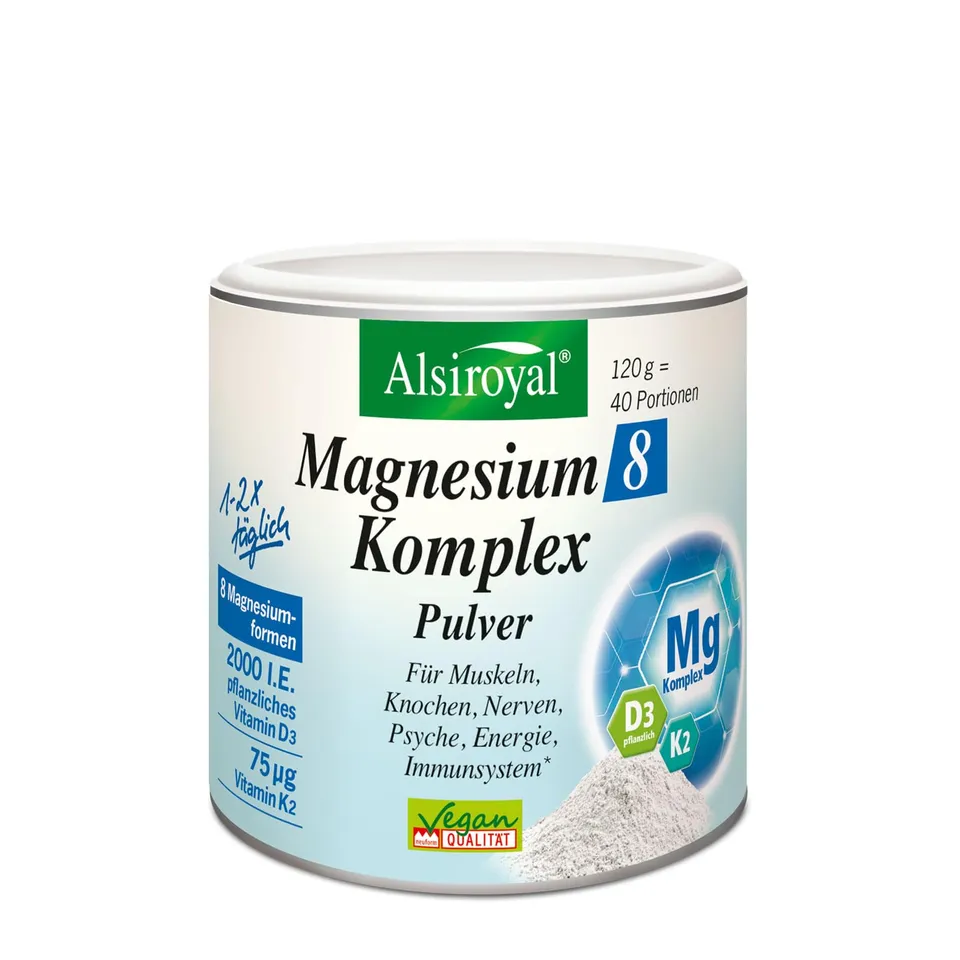 alsiroyal-magnesium-8-komplex-pulver-120-g-neutral-mit-d3-k2 image 1