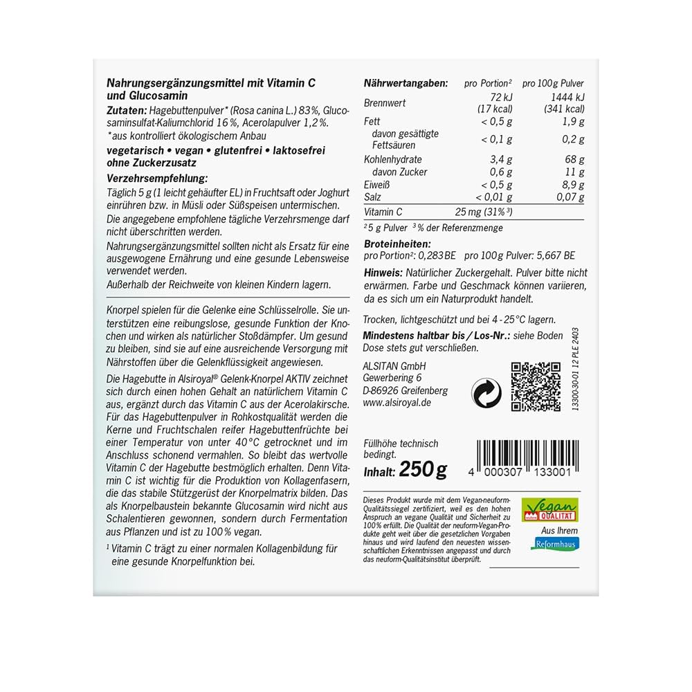 alsiroyal-stoffwechsel-elixier-hagebuttenpulver-glucosamin-pulver-250g-vegan image 8